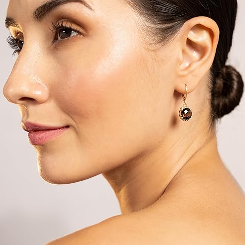 Miniatura 2 de Silvershake Aretes colgantes de plata de ley 925 chapados en oro blanco o amarillo con forma redonda de 0.354 in, joyería para mujer