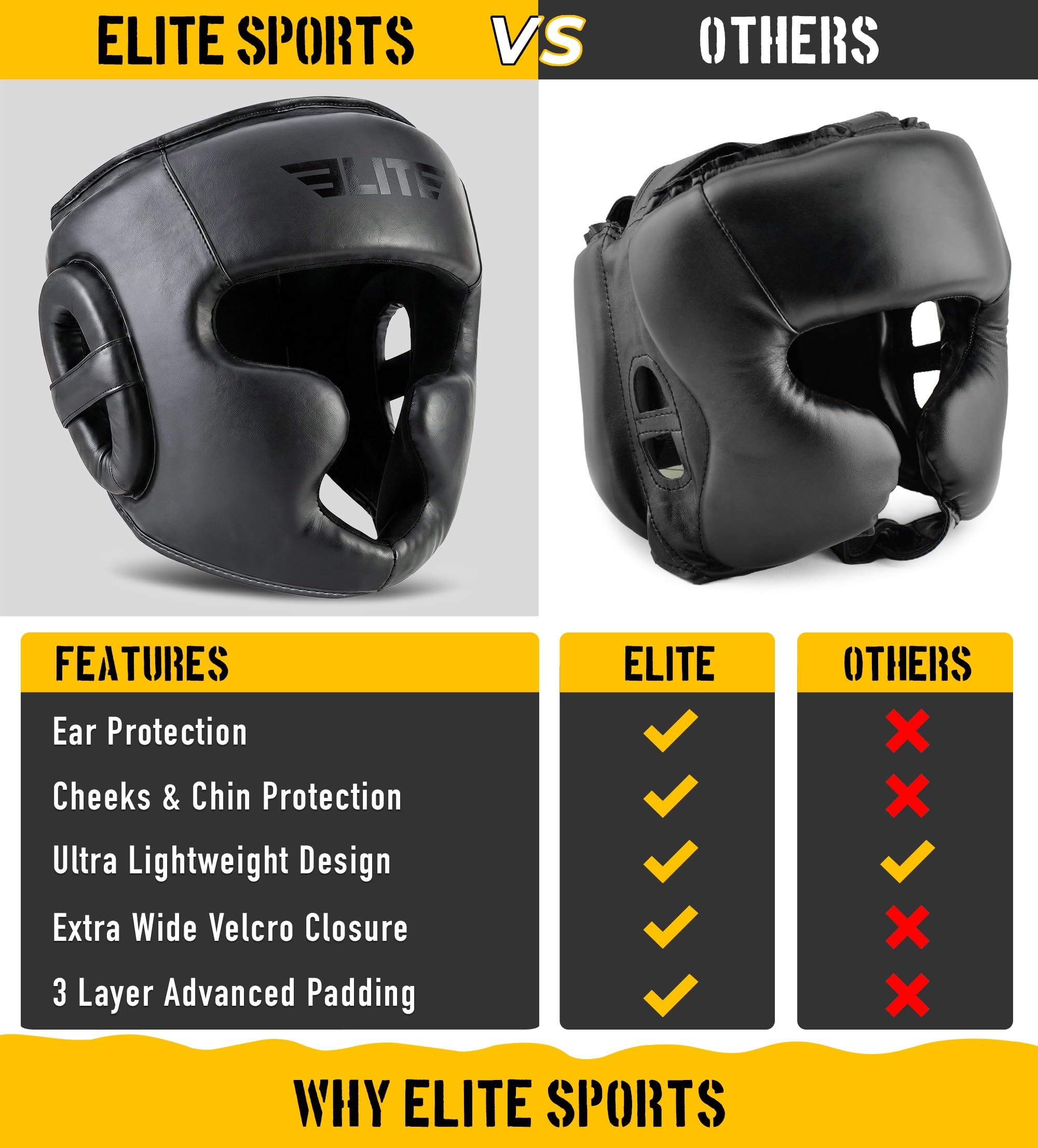 Amazon | Elite Sports ボクシングヘッドギアメンズ、ボクシングヘッド
