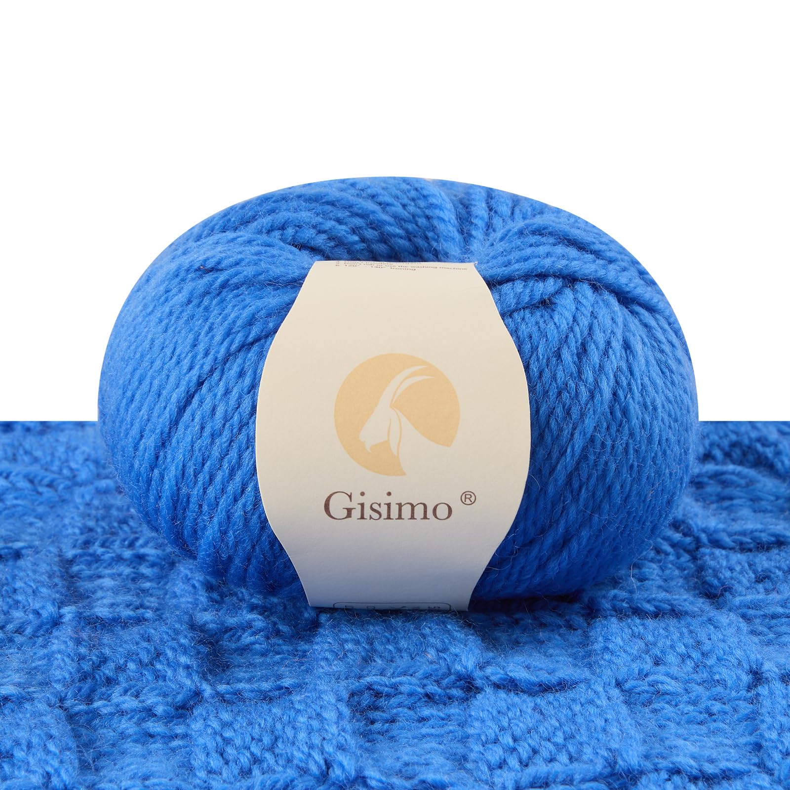 100% Merino Wool Yarn 3-Ply Luxurious and Soft Yarn for Hand Knitting &amp; Crocheting (Blue,1Ball)