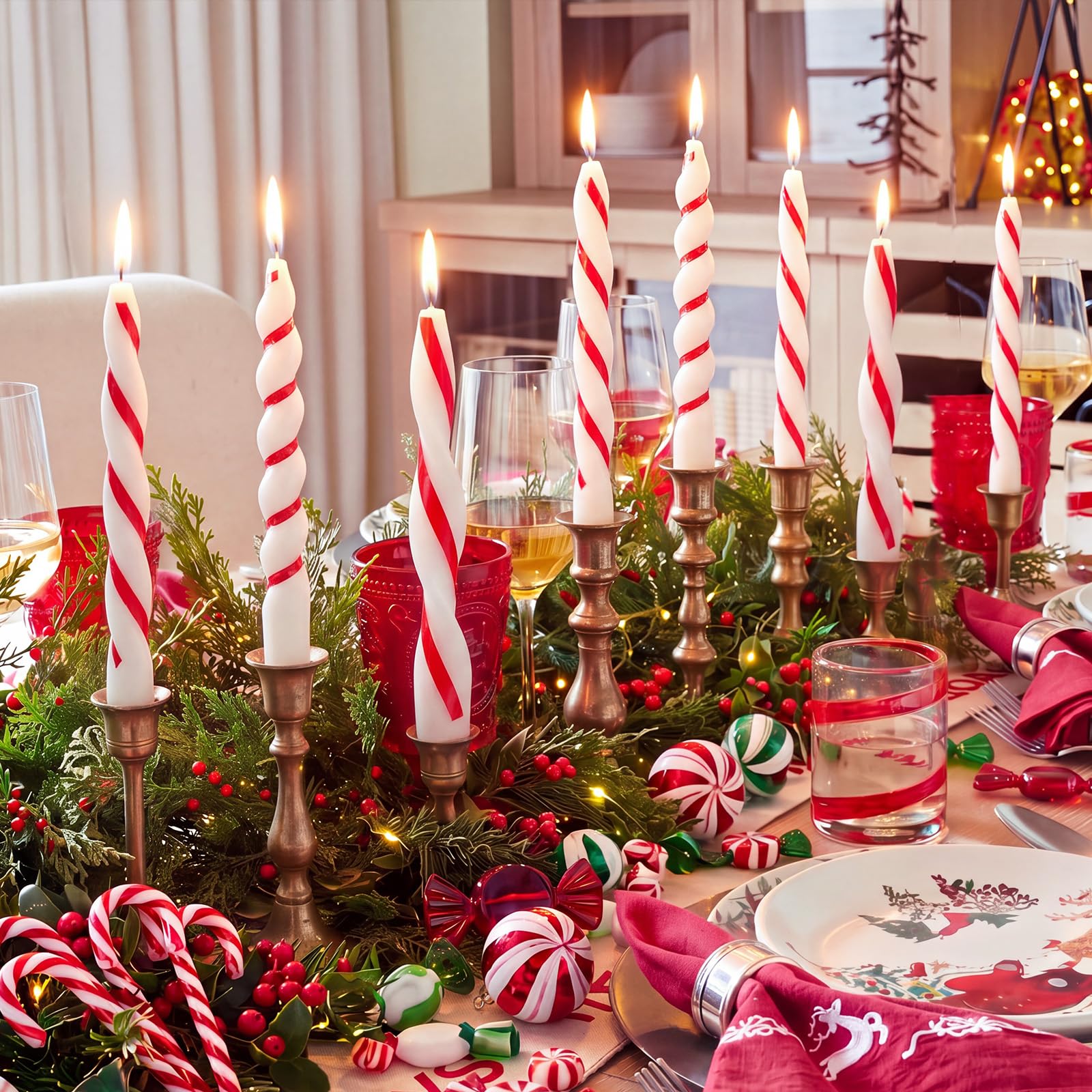 Conelist 8 velas de Navidad con forma de espiral, velas cónicas decorativas de Navidad, velas perfumadas de cera para Nochebuena, vacaciones, invierno, decoración de mesa para el hogar, regalo