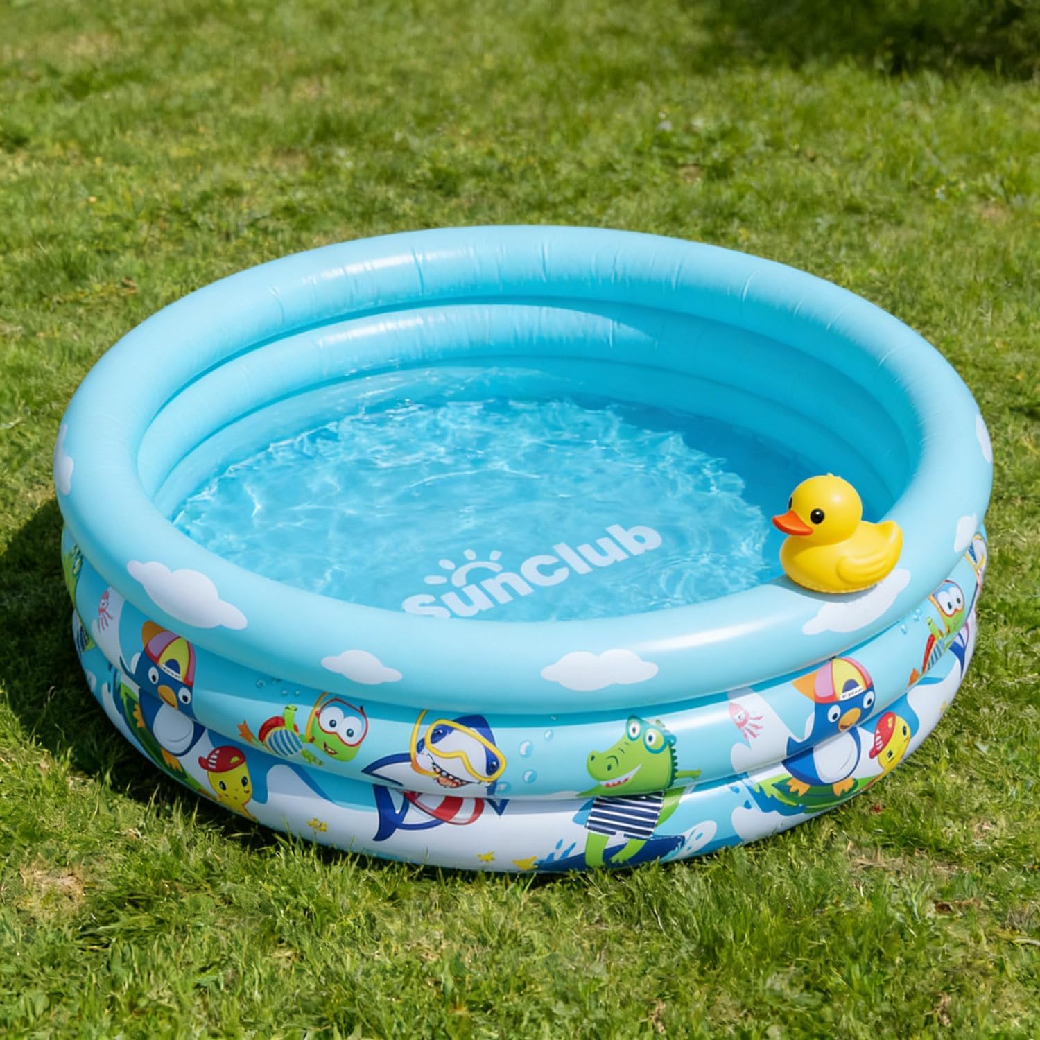 Inflatable Kids Pool 39", 3-in-1 Splash Pool for Children Ages 3+, BPA-Free Outdoor Swimming Pool with Easy Drain for Backyard Play