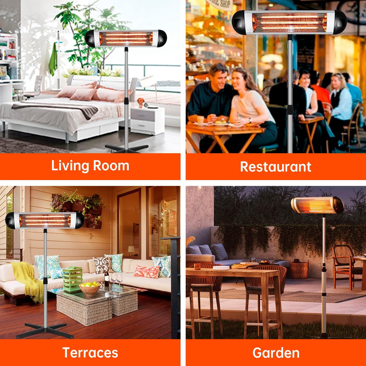 GoupDacy Electric Patio Heater Outdoor Freestanding - 1500w Fast Heating Infrared Heater Adjustable Outdoor Patio Heater with Overheat Protection Indoor Outdoor Heaters for Garage Balcony Backyard : Patio, Lawn & Garden