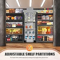 Vista 7 de Estantería de garaje ajustable de 5 niveles, estante de almacenamiento de acero de 3000 libras, impermeable y resistente al óxido, fácil montaje