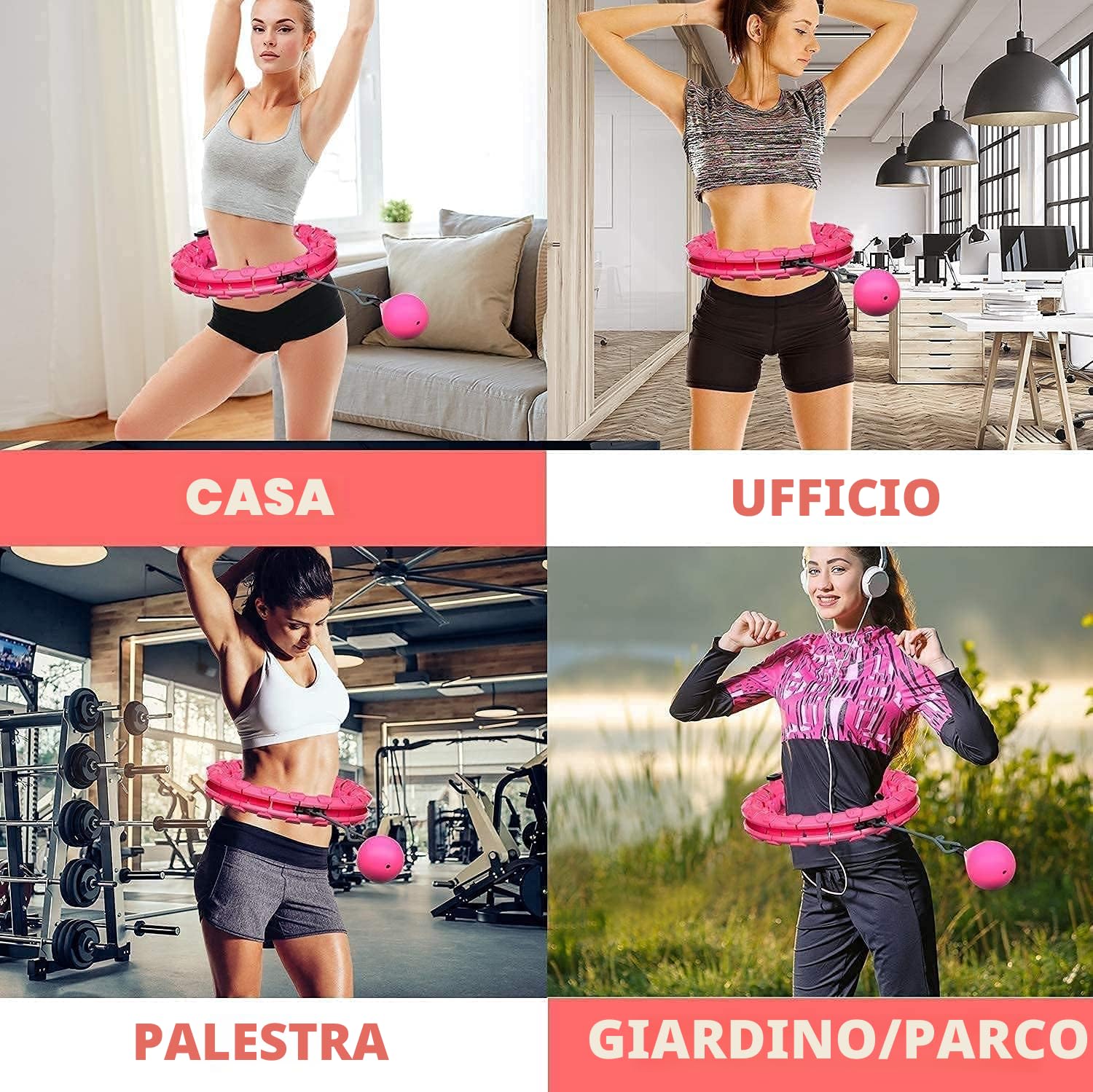 Non cadrà Hula Hoop Lavoratore a Vita Calda Regolabile per Adulti Hula Hoop (Vita 55-125 cm)