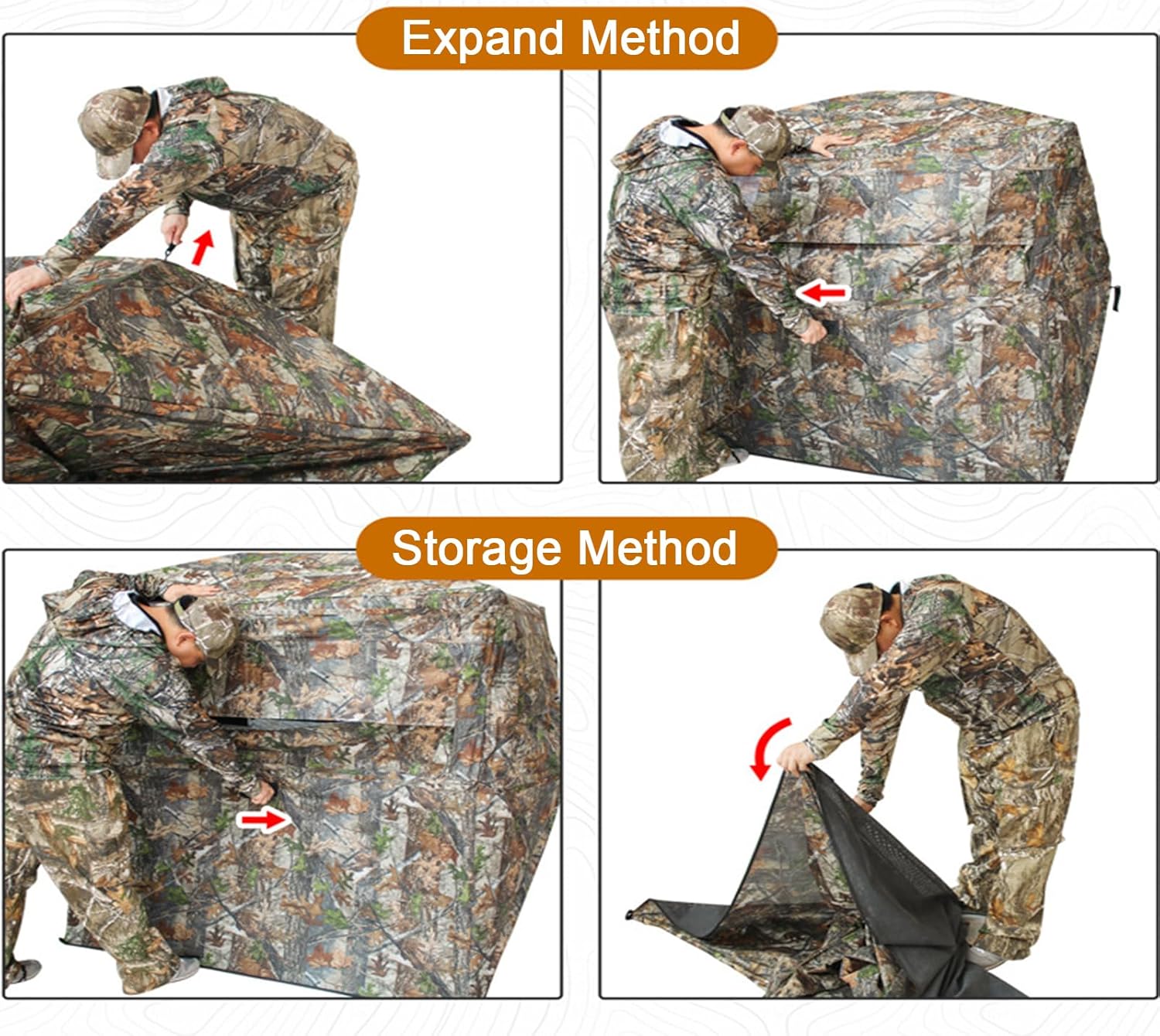 Camping Tent Hunting Blind See Through 2-3 Person Pop Up Ground Blinds with Carrying Bag, 270 Degree Portable Resilient Hunting Tents for Deer Turkey Hunting