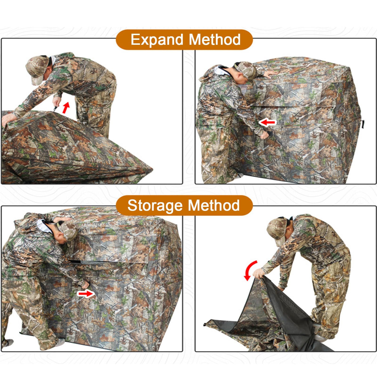 Tenda da Caccia con visibilità a 270° E Finestre Scorrevoli, Tenda da Terra Pop-up per 2-3 Persone per La Caccia a Cervi E Tacchini, Tenda da Caccia Portatile E Resistente