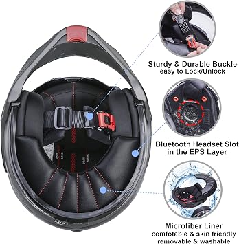 Full Face Motorcycle Helmet DOT Approved, 180 Reversible Chin Guard Modular Pilot Helmet with Anti-Fog Dual Visors for Adult Men Women