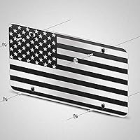 Vista 5 de Placa de matrícula de bandera estadounidense, decoración frontal negra con placas de matrícula de bandera con 4 agujeros, placa de matrícula