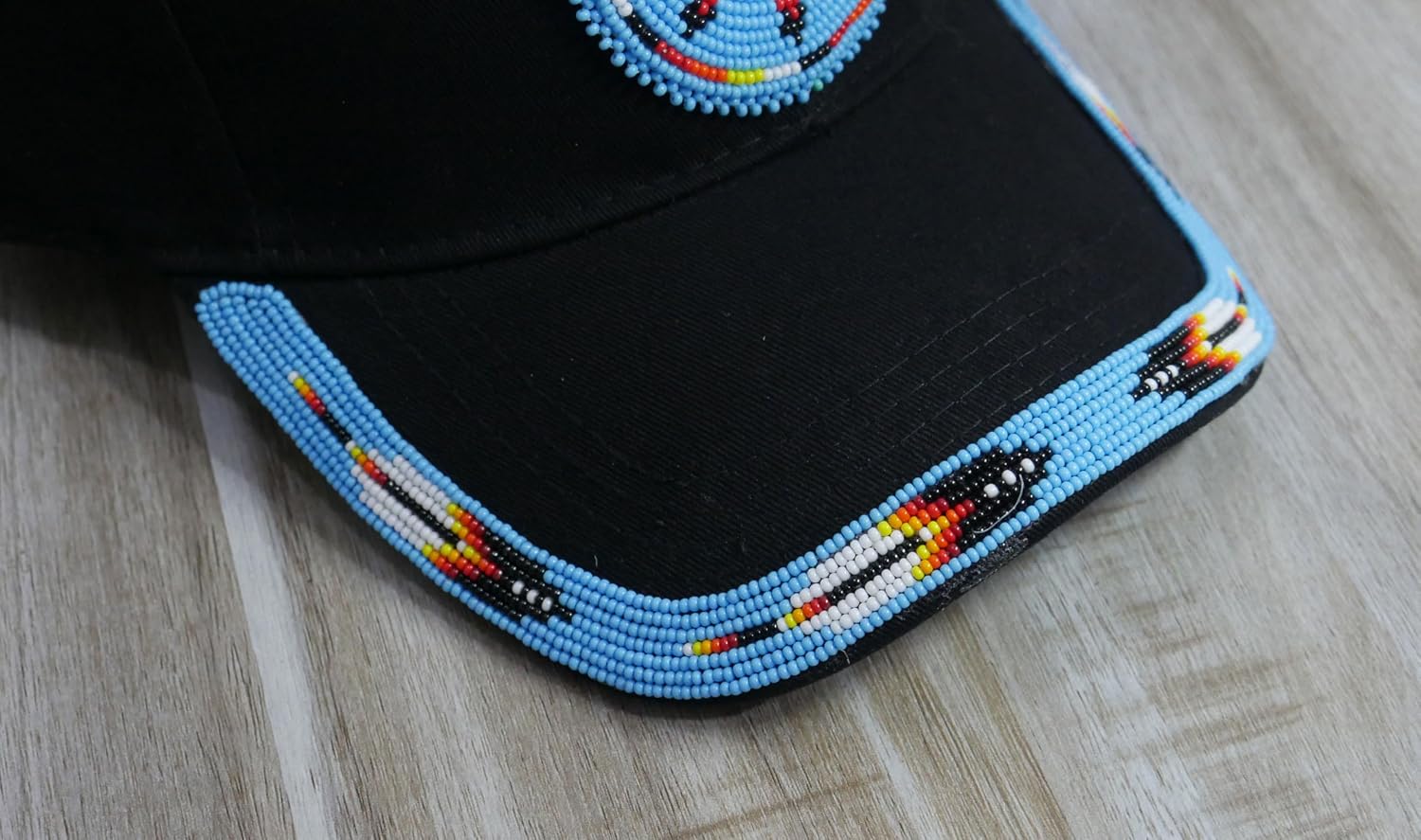 Native American Style Baseball Cap - Beaded Trucker Hat for Men