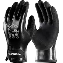 Tarantula Faux Mohair 100% Waterproof Winter Work Gloves for Men and Women Extra Warm, Thermal Insulated Freezer Gloves for Cold Weather, Super Grip, Carbon Black, Medium