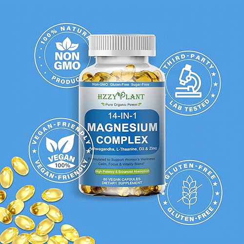 Miniatura 7 de Cápsulas blandas de complejo de magnesio, suplemento de magnesio de alta absorción con glicinato, citrato, malato, taurato, complejo de magnesio 14