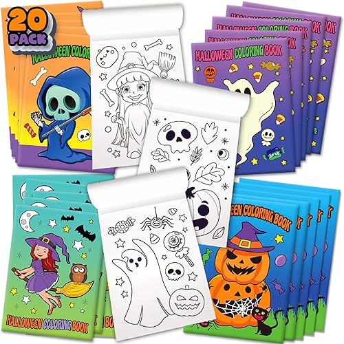 ArtCreativity Libros para colorear de Halloween para niños, paquete de 20, mini folletos de 5 x 7 pulgadas, divertidos premios de Halloween,