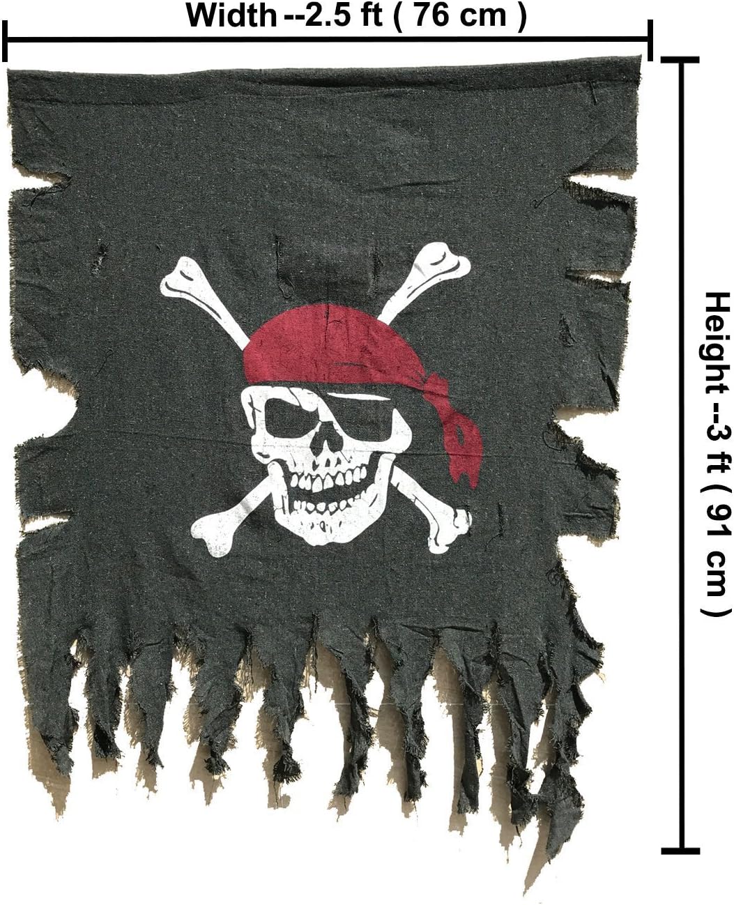 LANGXUN Large Size 3ft x 2.5ft Retro and Weathered linen Pirate Flag for Halloween Decorations, Pirate Party, Kids Room Décor