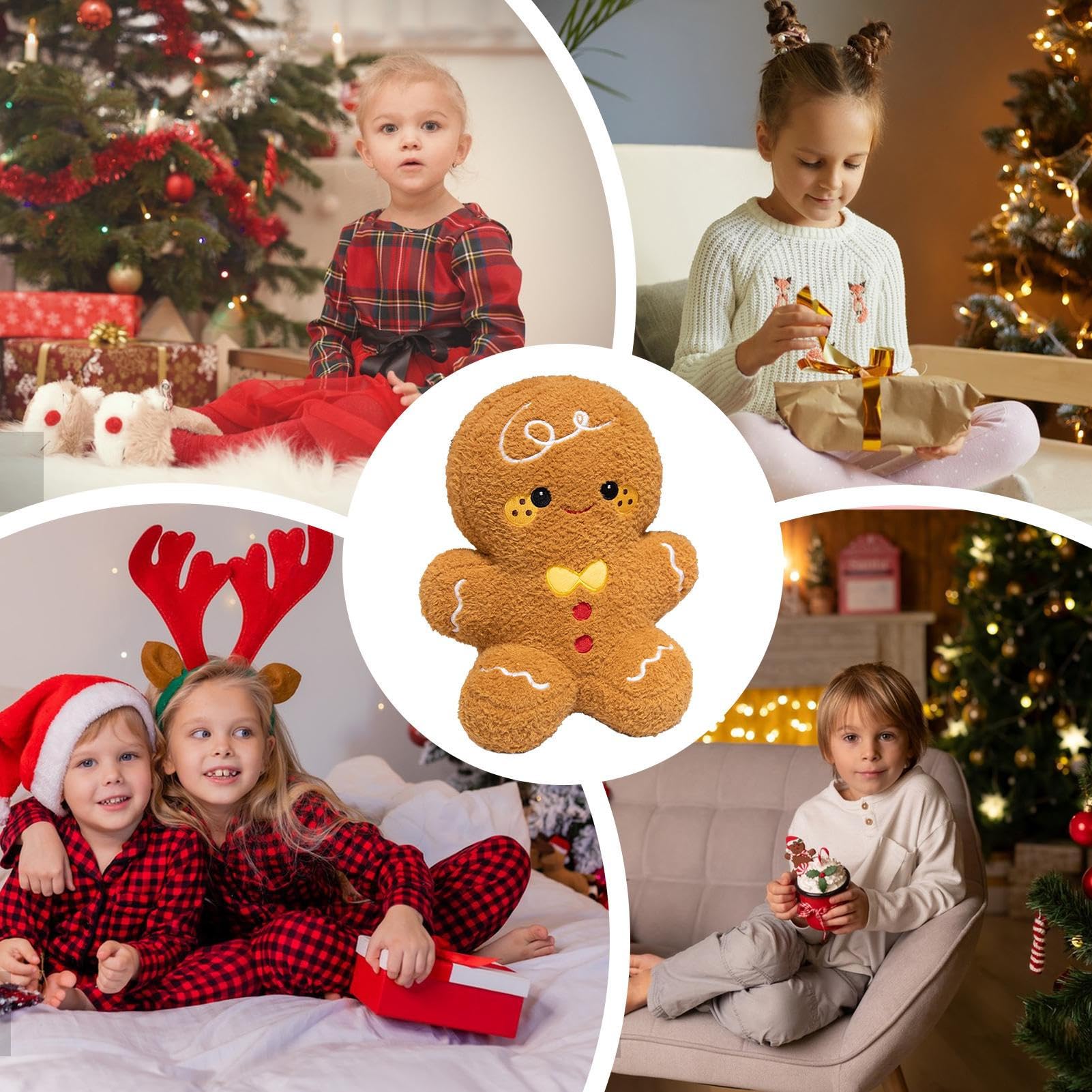 Gingerbread Man Pluszak | Świąteczna Miękka Zabawka Pluszowa | Poduszka Do Spania I Przytulania Dla Dzieci Dziewczynek Dorosłych