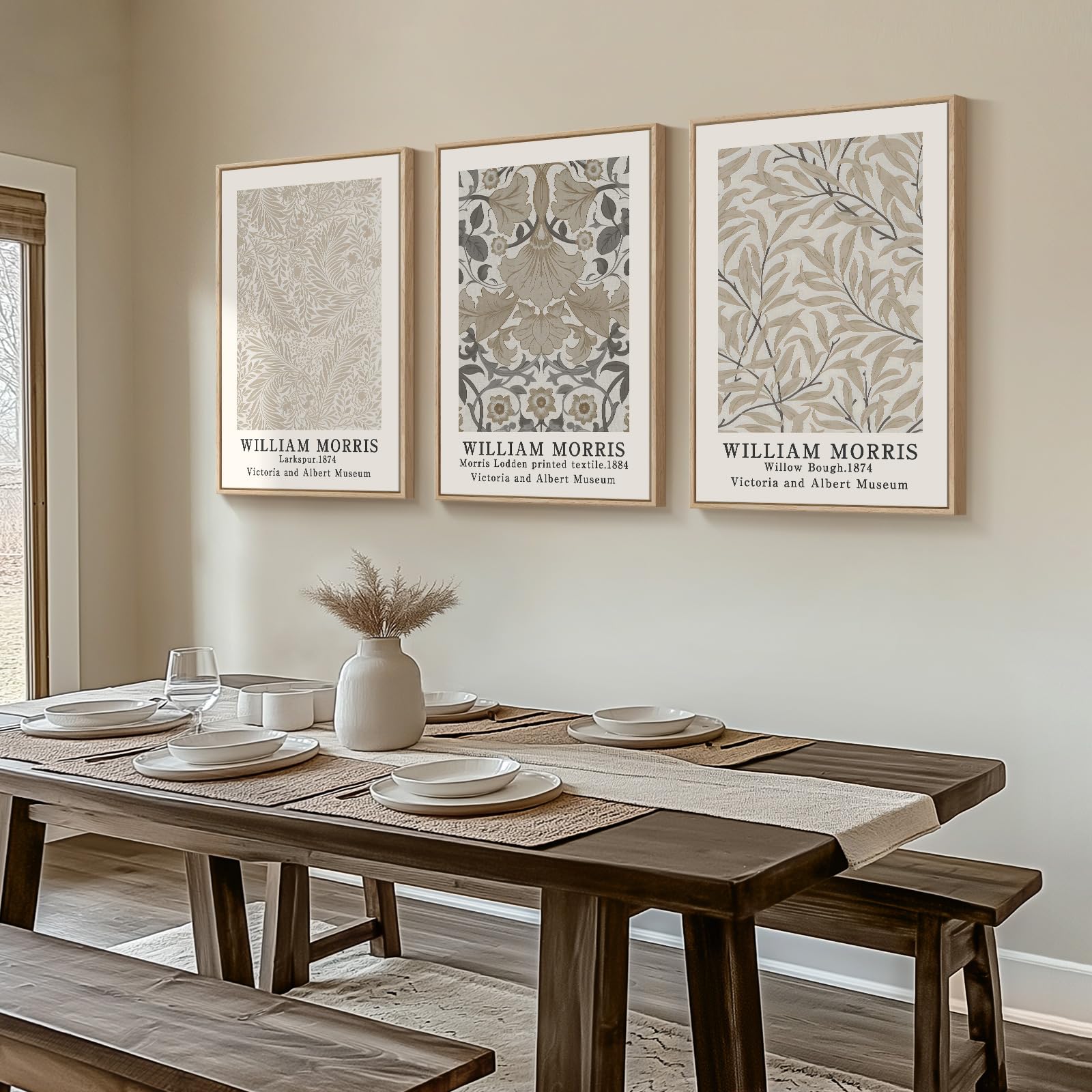 Amazon.com: Framed Vintage William Morris Canvas Wall Art Set of 3