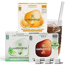 waterdrop® Set Microdrink, ARANCIA, COLA e LIME, 36 cubetti effervescenti, insaporitore acqua senza zucchero per aromatizzare l’acqua, Estratti di frutta, Acqua Aromatizzata, infusione a freddo