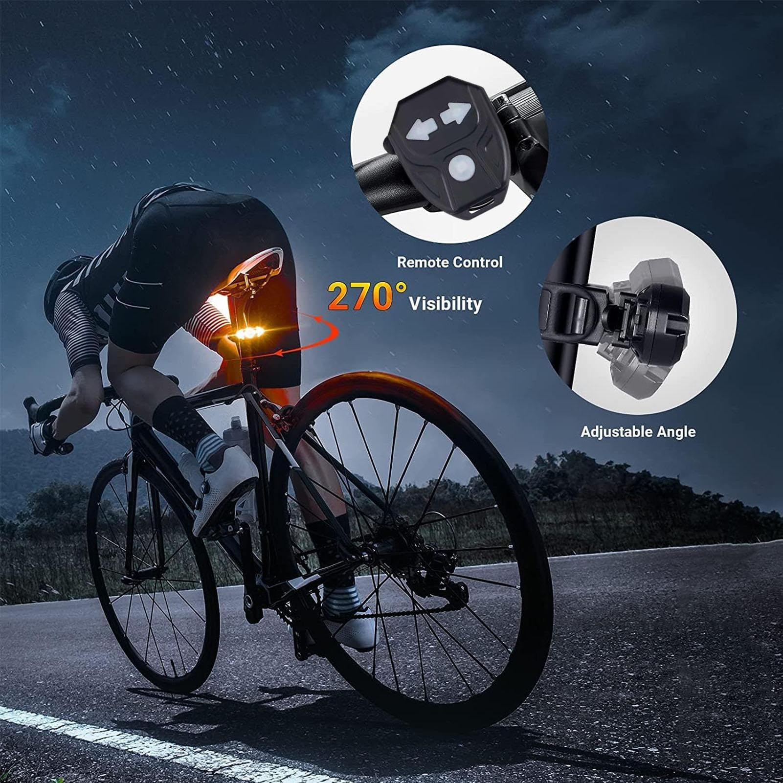 Fanale Posteriore per Bicicletta con Telecomando Wireless, Indicatore di Direzione per Bici, Telecomando Wireless, Impermeabile Batteria Ricaricabile, Facile a installare