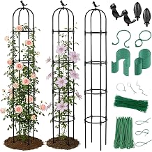 Lancisism Garden Obelisk Trellis for Climbing Plants Outdoor - 2 Pack 6.3 Ft Plant Support Round Trellis for Potted Plants Indoor - Rustproof Plastic Coated Tomato Cage for Vines Flowers Vegetable
