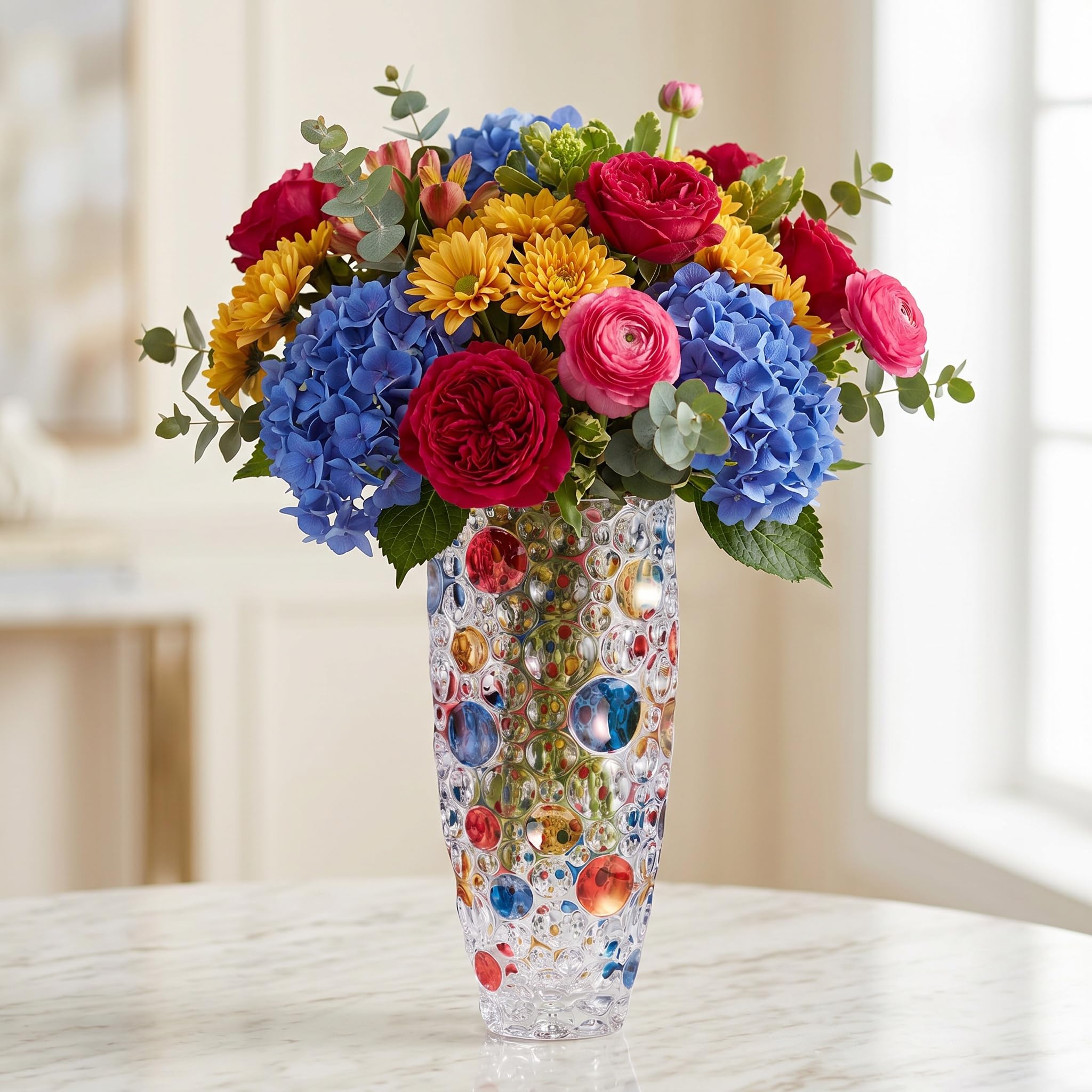 Xygobla Large Crystal Glass Flower Vase Tall