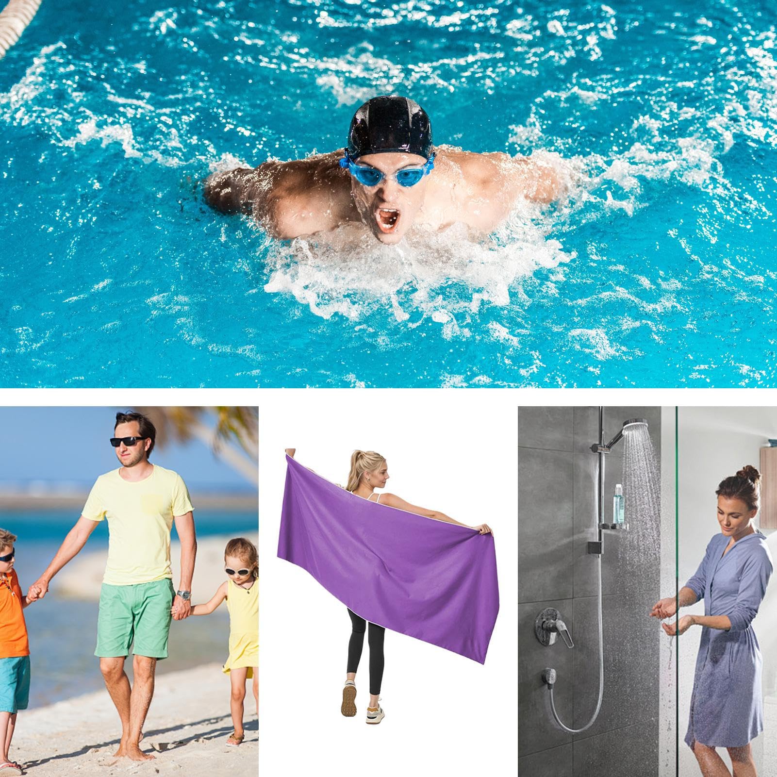 Toallas magnéticas, Toalla de Playa magnética de Microfibra Resistente a la, de Secado rápido, con hebra, Esquinas magnéticas para Deportes, Fitness, Yoga, duchas, Senderismo, mochileros