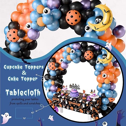 Miniatura 6 de Kit de decoración de fiesta de Halloween, decoración de Halloween, telón de fondo aterrador, arco de globos, bandera, bandera, telaraña, fantasma,