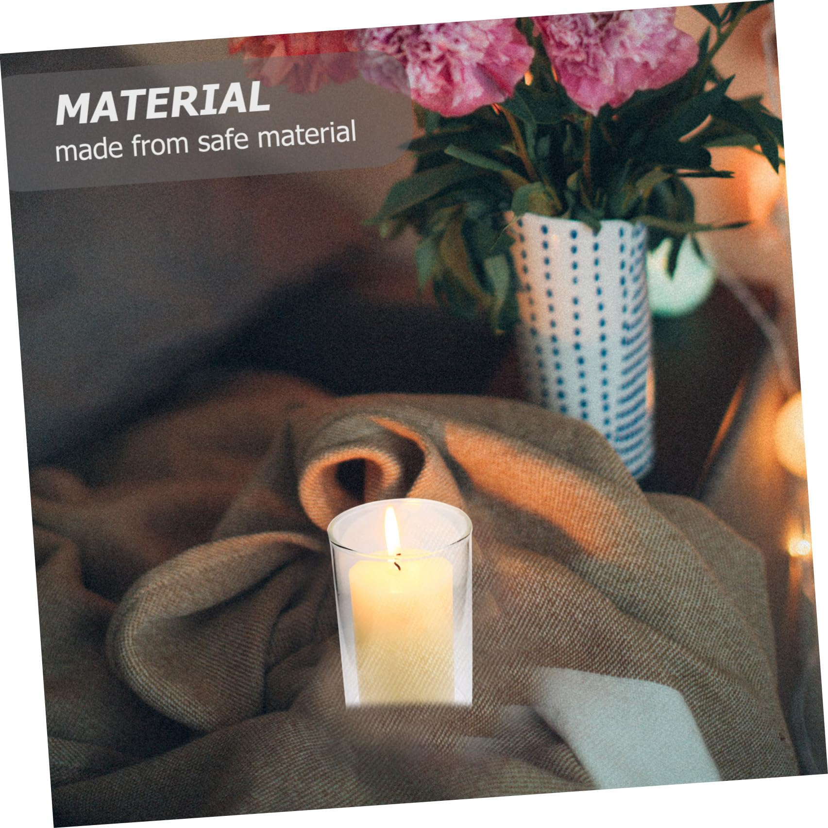 Candela in Vetro Bianca per Decorazione Casa e Bar, Forma Semplice, Atmosfera Accogliente per Intima o Festa