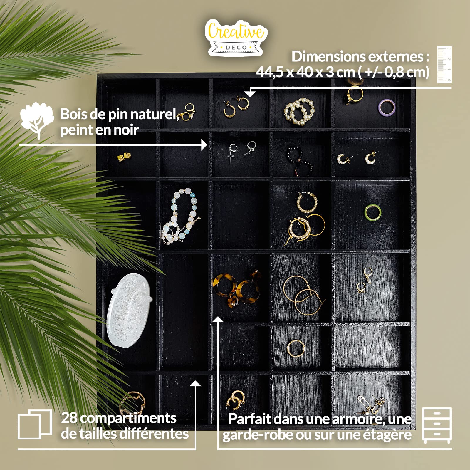 Creative Deco Vitrine Murale Petite Etagere Bois Noire | 28 Compartiments
