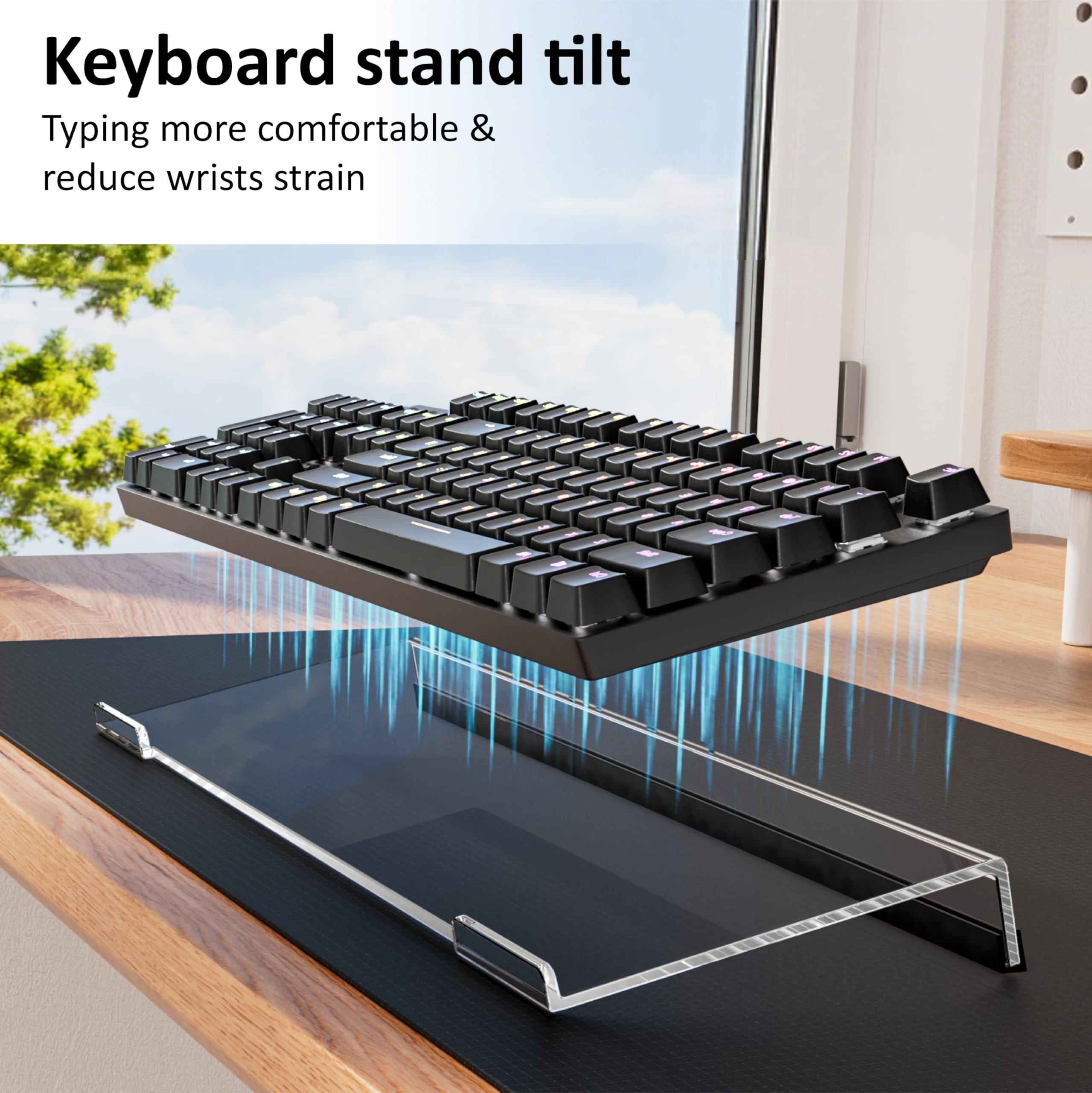 Support De Clavier Incliné En Acrylique – Ergonomique, Stable, Pour Bureau