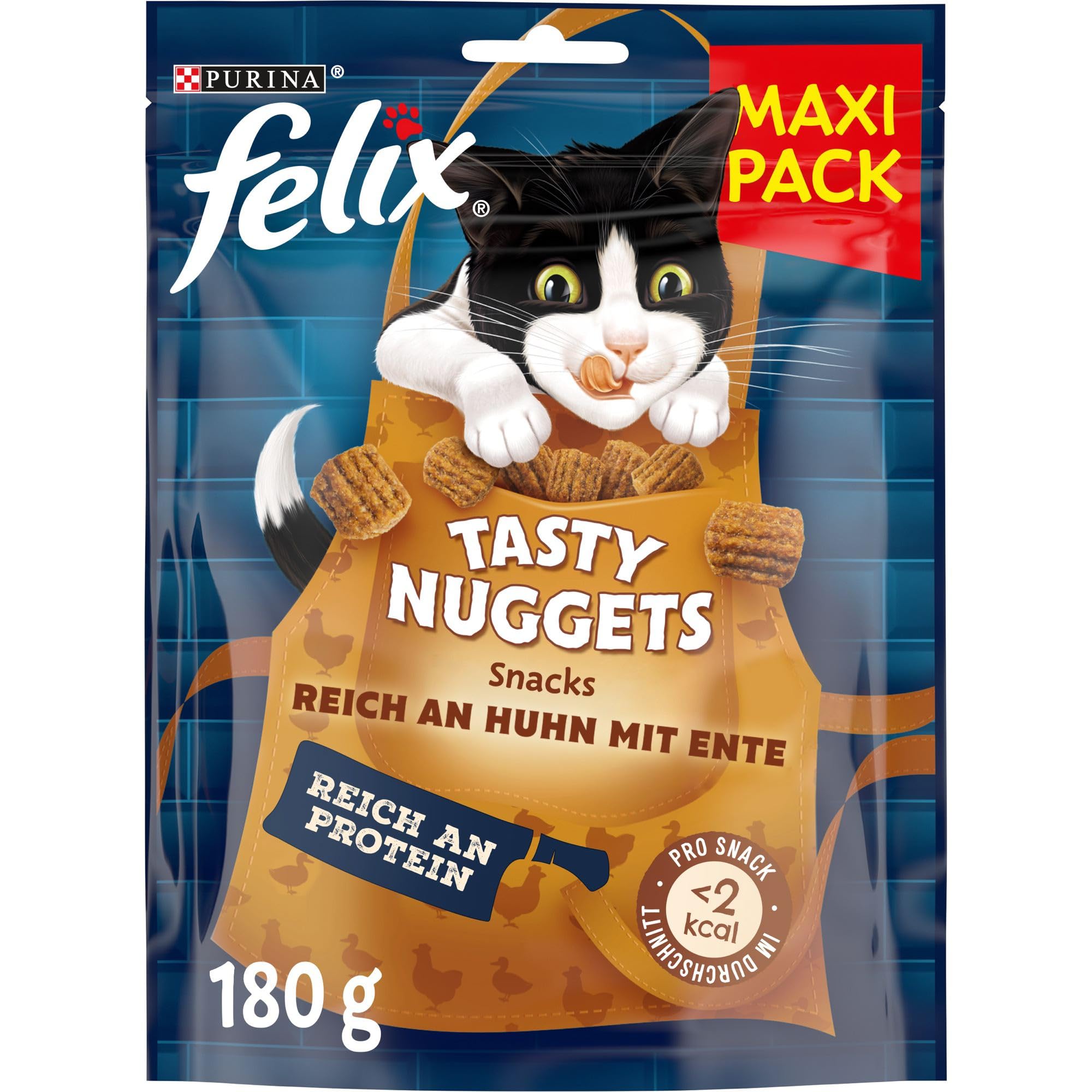 Felix Tasty Nuggets Katzensnack, mit Huhn und Ente, 6er Pack (6 x 180g)