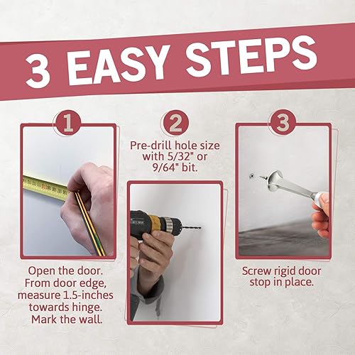 Miniatura 2 de Jack N' Drill - Tope de puerta rígido de 3 pulgadas (paquete de 12)  Tope de puerta de metal sólido resistente  Evita daños en la pared y la puerta