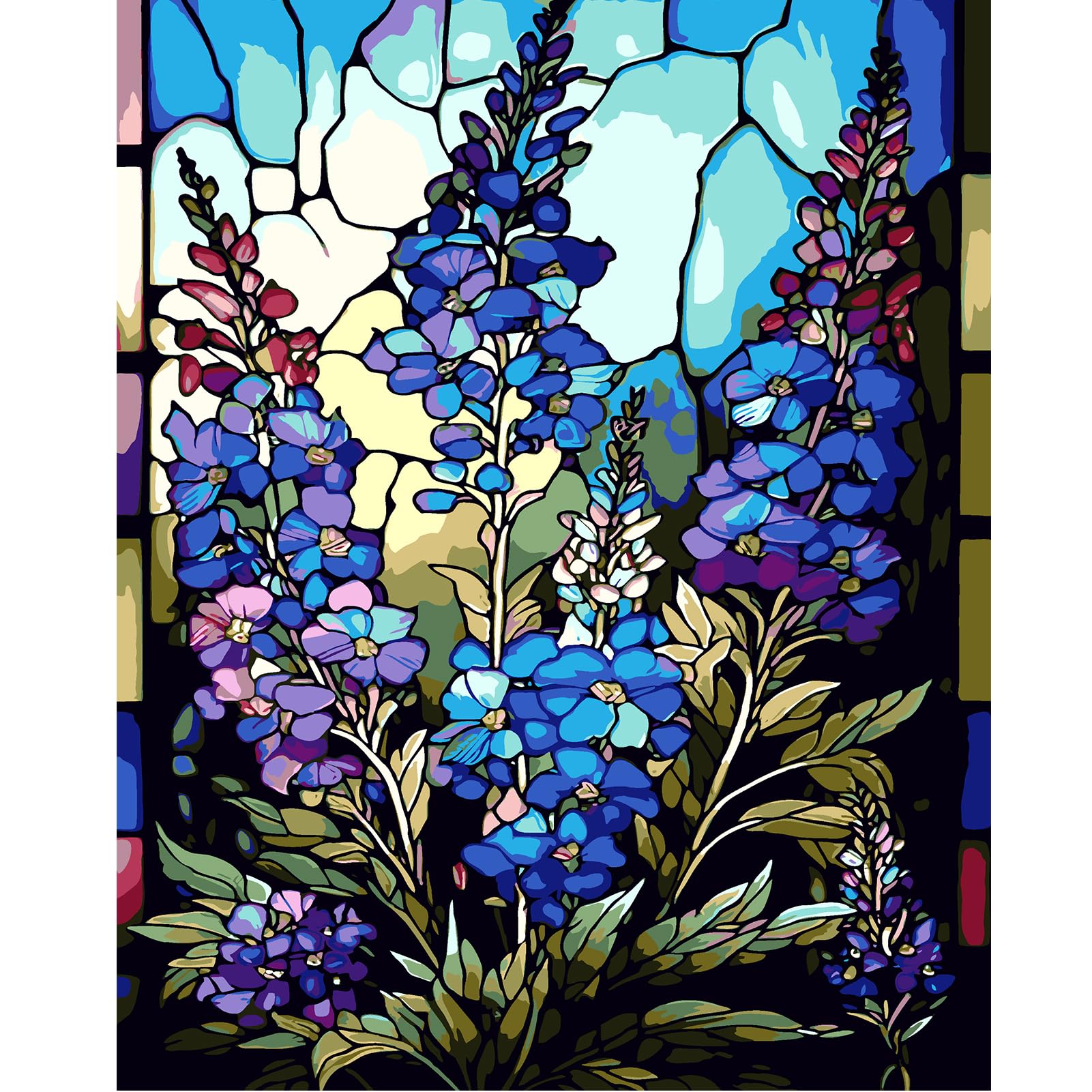 JATOK Paint by Numbers Kits for Adults, Painting Kits for Beginners On Clear Symbols Colored Canvas, Easy DIY Acrylic Pigment Drawing Paintwork for Home Wall Decor, 16x20in Frameless, Flowers