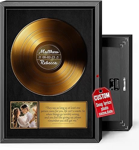 Vista 120 de H-DEWALL Letras de canciones personalizadas, lienzo enmarcado en marrón, música romántica del día de San Valentín, regalo personalizado para marido