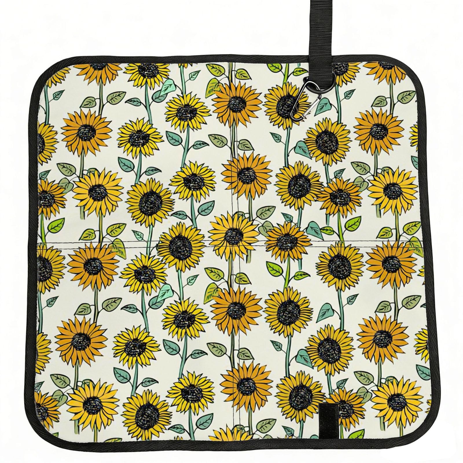 SDEGTHO Romantic Sunflowers Printed Foldable Seat Pad with Closure, Lightweight Cushion for Airplane Travel Camping