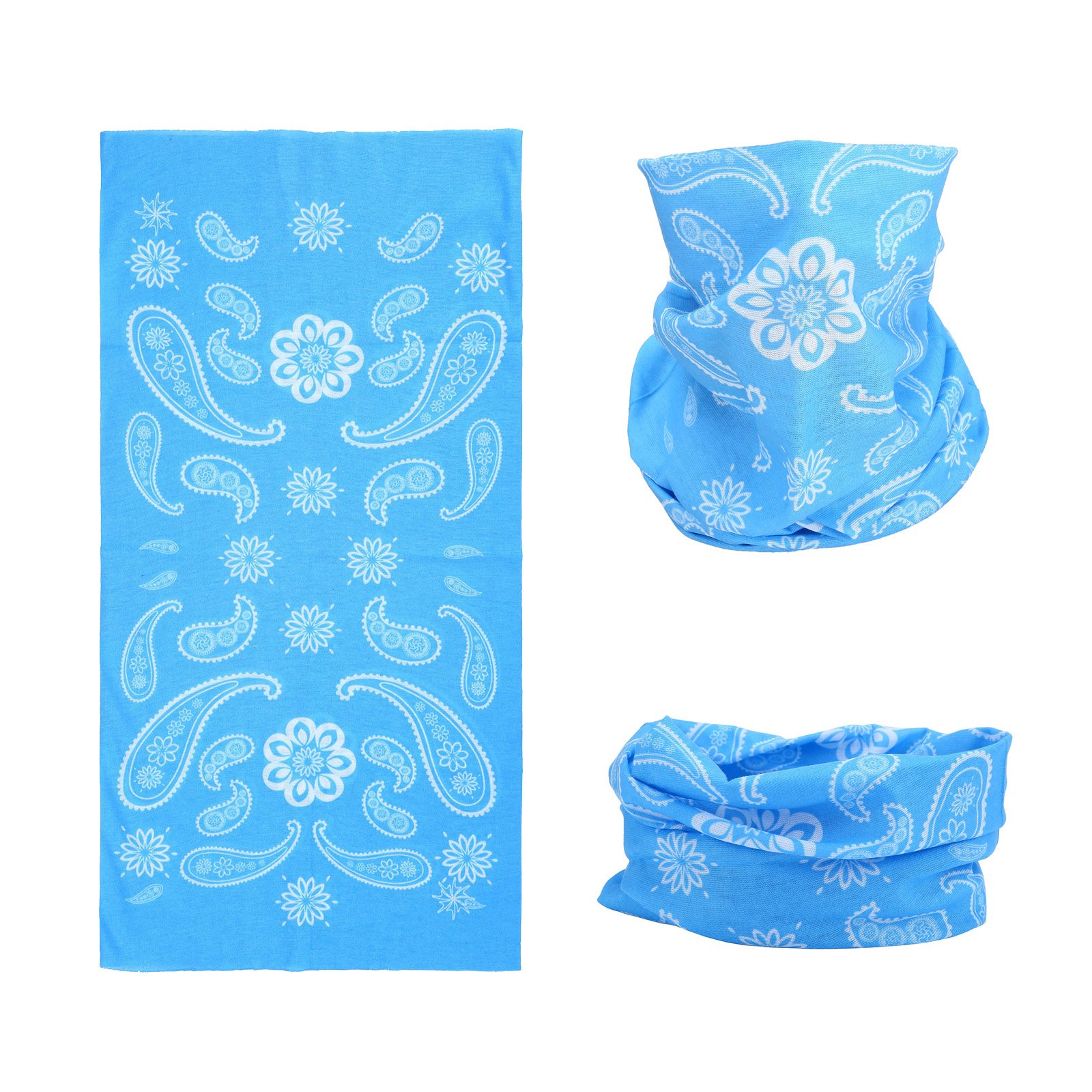 SMEHCF Novelty Seamless Bandana Balaclava Face Cover Mask Shield Neck Gaiter Reusable Breathable Dustproof Windproof Unisex Sky Blue Konjac Flower