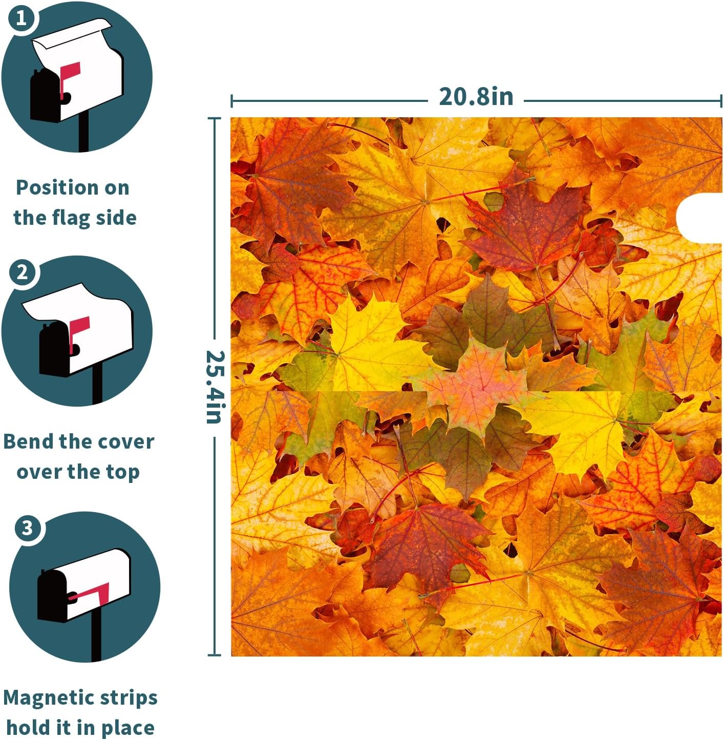 Fall Maple Leaves Mailbox Cover Magnetic Custom Autumn Decor Colorful Painting Wraps Post Letter Box Decorative for Outside Garden Yard Home Standard Mailbox 18x21 in