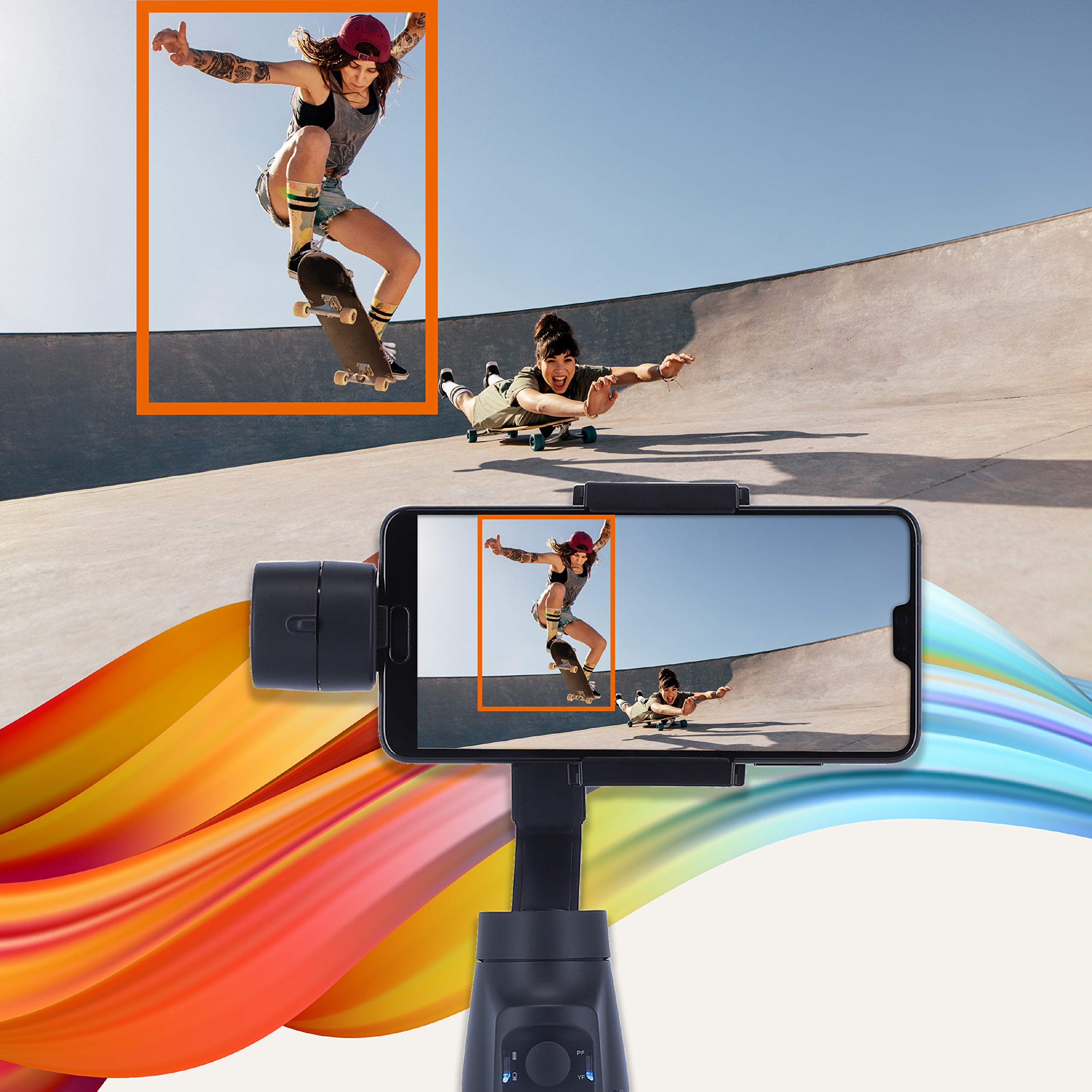 Rollei Go! Profi Smartphone-Gimbal I Handy-Gimbal I Video Stabilisator I Gimbal für Iphone & Android inklusiver kabelloser Ladefunktion & Tasche