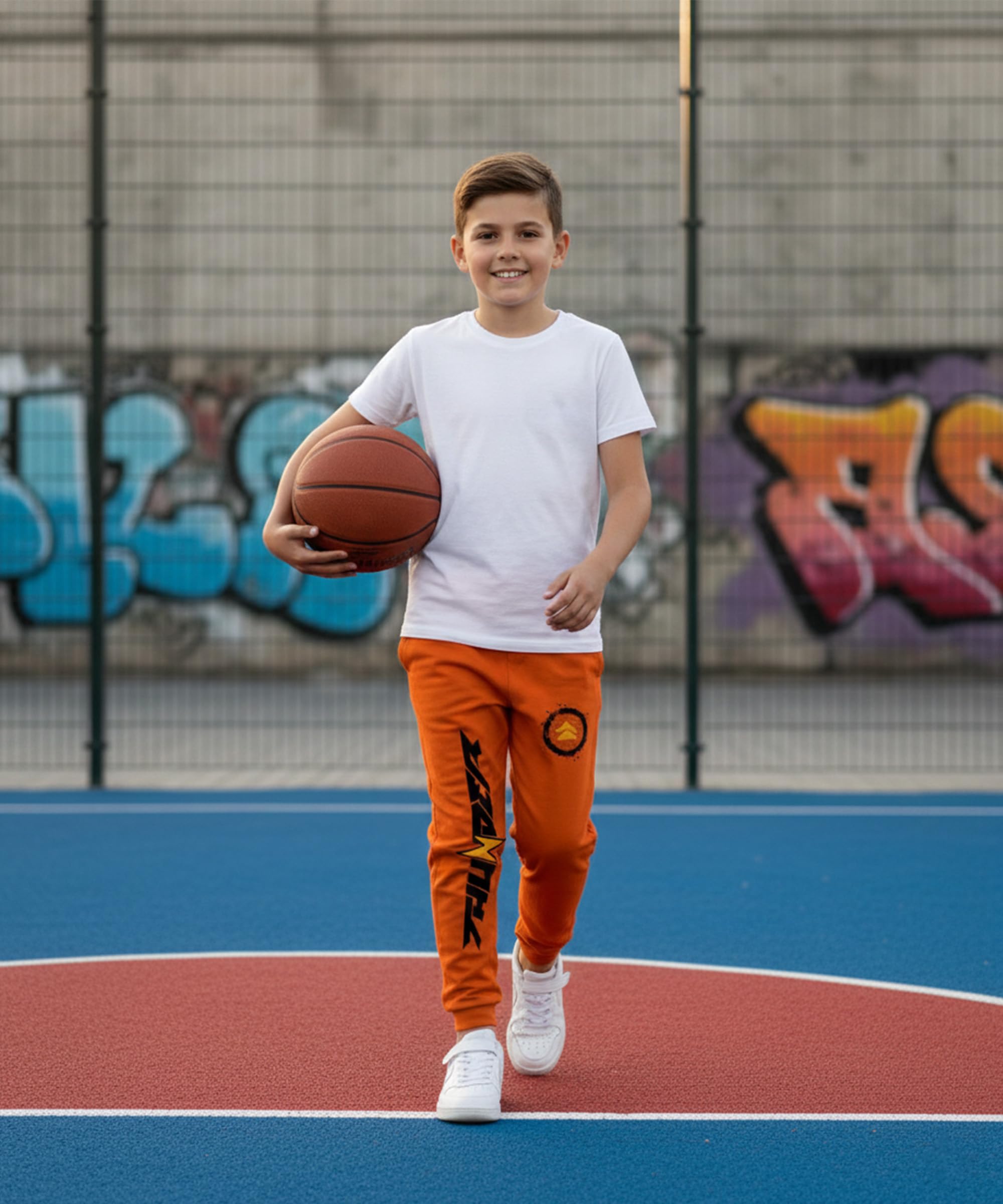 KYDA KIDS Chłopięce spodnie do biegania z nadrukiem, 100% bawełna, 3 sztuki, wielokolorowe