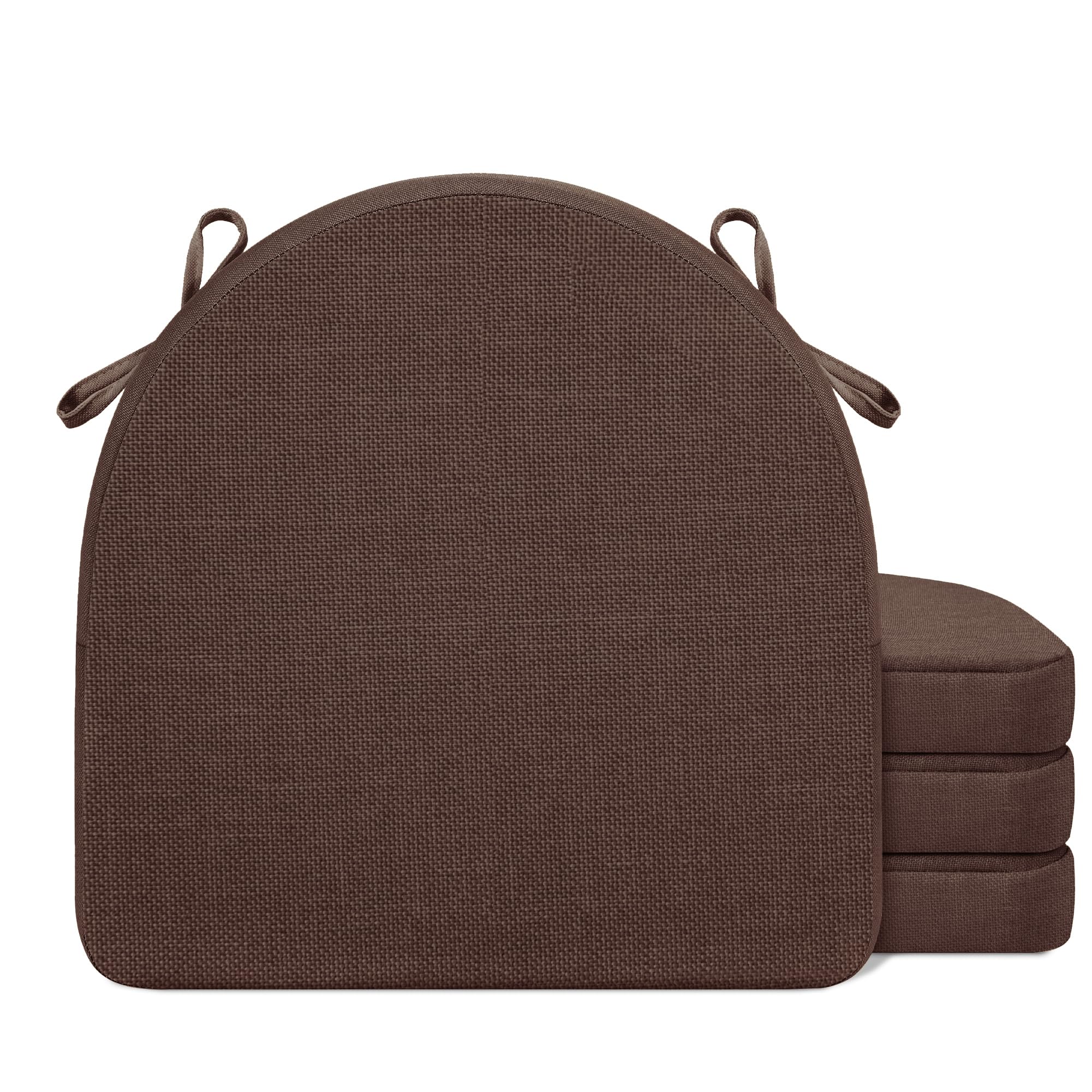 joycloth Chair Cushions for Dining Chairs, 4 Pack Non Slip Kitchen Chair Pad and Dining Seat Cushions with Ties and Removable Cover, 17 x 16.5 Inches, Brown
