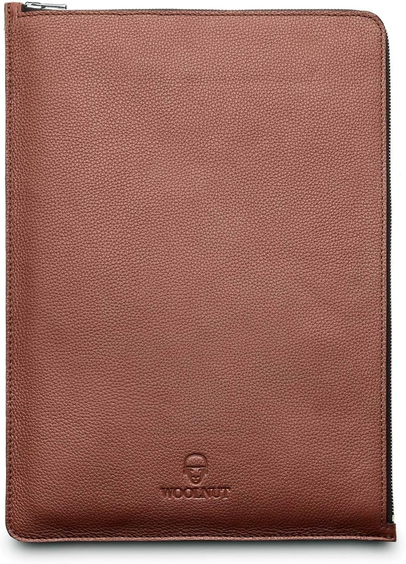 WOOLNUT Leather & Wool Folio Zipper Sleeve Case Cover, for Dell XPS 15 2020 (9500) and MacBook Pro 15 inch - Cognac Brown