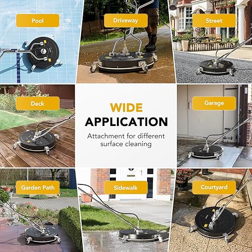 Miniatura 6 de EVEAGE Limpiador de superficies de lavadora a presión de 24 pulgadas, EP003 limpiador de superficies de acero inoxidable de doble mango para