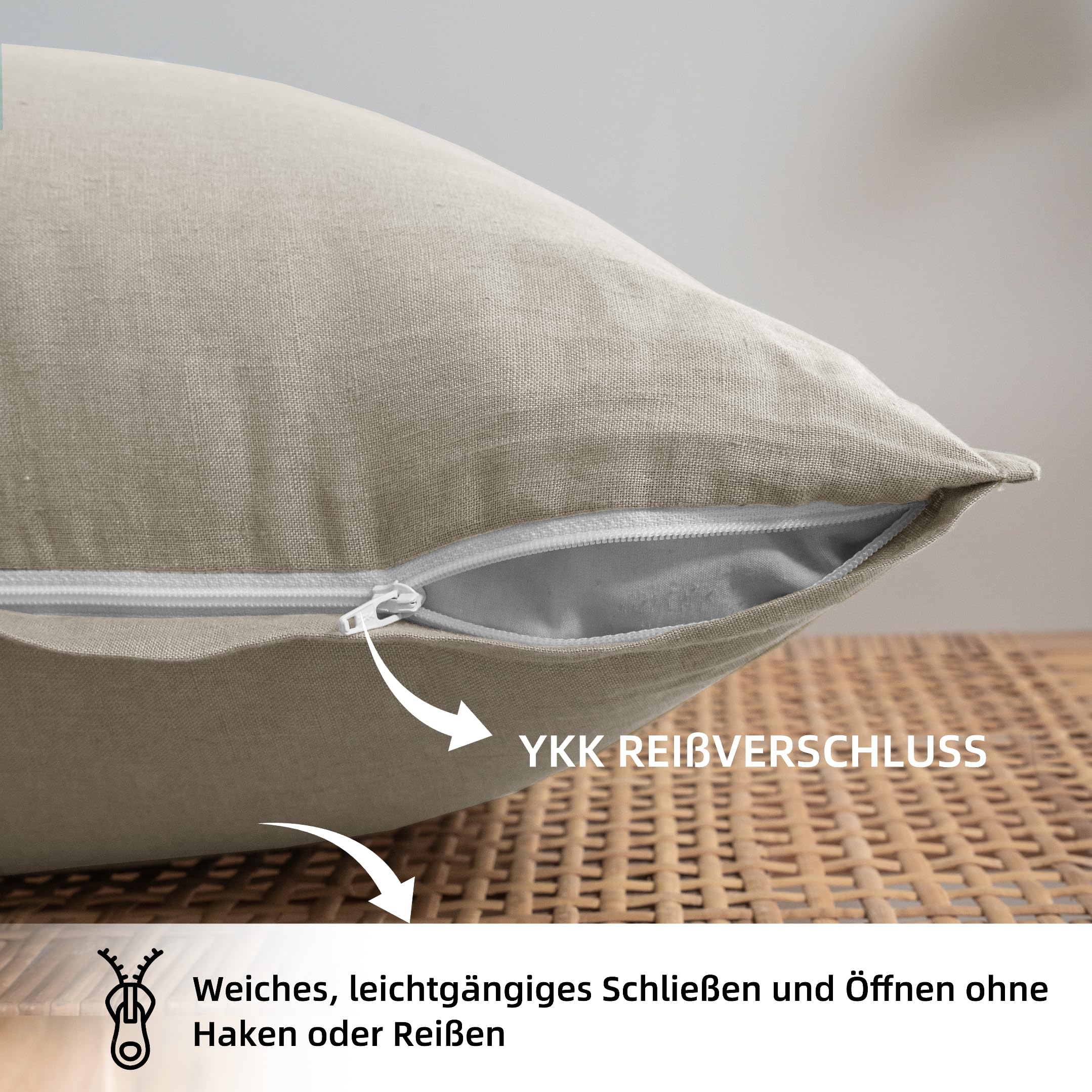 CHUFFED Kissenbezug 40x80 2er Set 100% Stonewashed Leinen Kissenbezüge Bettwäsche Kopfkissenbezug 40x80 Hypoallergen & Atmungsaktiv Kissenhülle mit Reißverschluss Natur Leinen