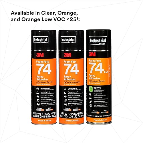 Miniatura 4 de 3M Foam Fast 74 - Adhesivo en aerosol, transparente, peso neto de 16.9 onzas