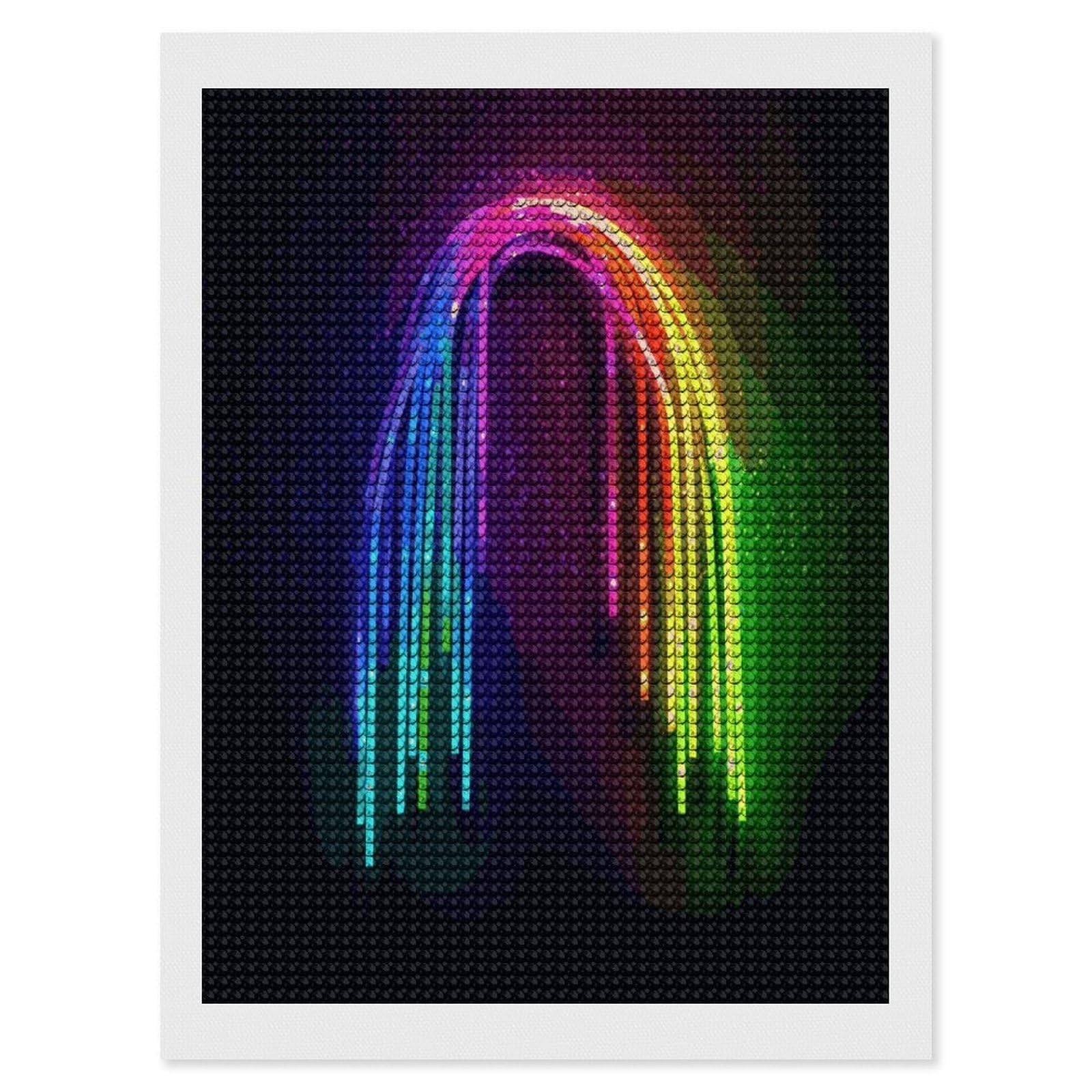 LDGSUPH Rainbow Neon Diamond Painting Kits for Adults Paint with Diamond Pictures Art DIY Full Drill Diamond Dots Painting Personalized Diamond Photo for Home Wall Decor Gift 12"x16"