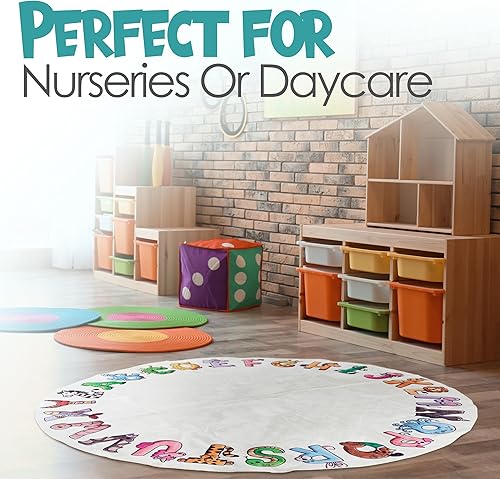 Miniatura 7 de Alfombra ABC para niños XL de 72 pulgadas, niños pequeños y bebés, uso en guardería y aula para aprender el alfabeto, alfombra de guardería,