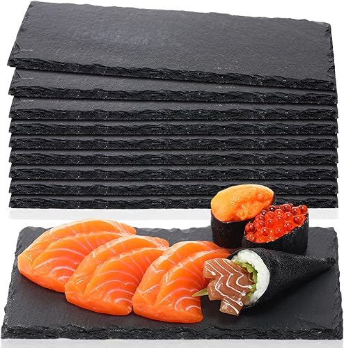 Miniatura 8 de 10 tableros de pizarra negra de 10 x 5 pulgadas pizarra negra de queso pizarra de cocina platos de piedra individuales para comedor fiesta queso