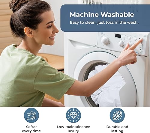 Miniatura 8 de Royale Linens Sábana bajera con funda de almohada, sábana bajera individual con 1 funda de almohada, 300 hilos, 100% algodón orgánico, se adapta a