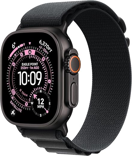 Apple Watch Ultra 3 GPS + Cellular 49mm Premium Running and Multisport Smartwatch with Rugged Natural Titanium Case with Natural Titanium Milanese Loop - Small. Advanced Health and Fitness Tracking