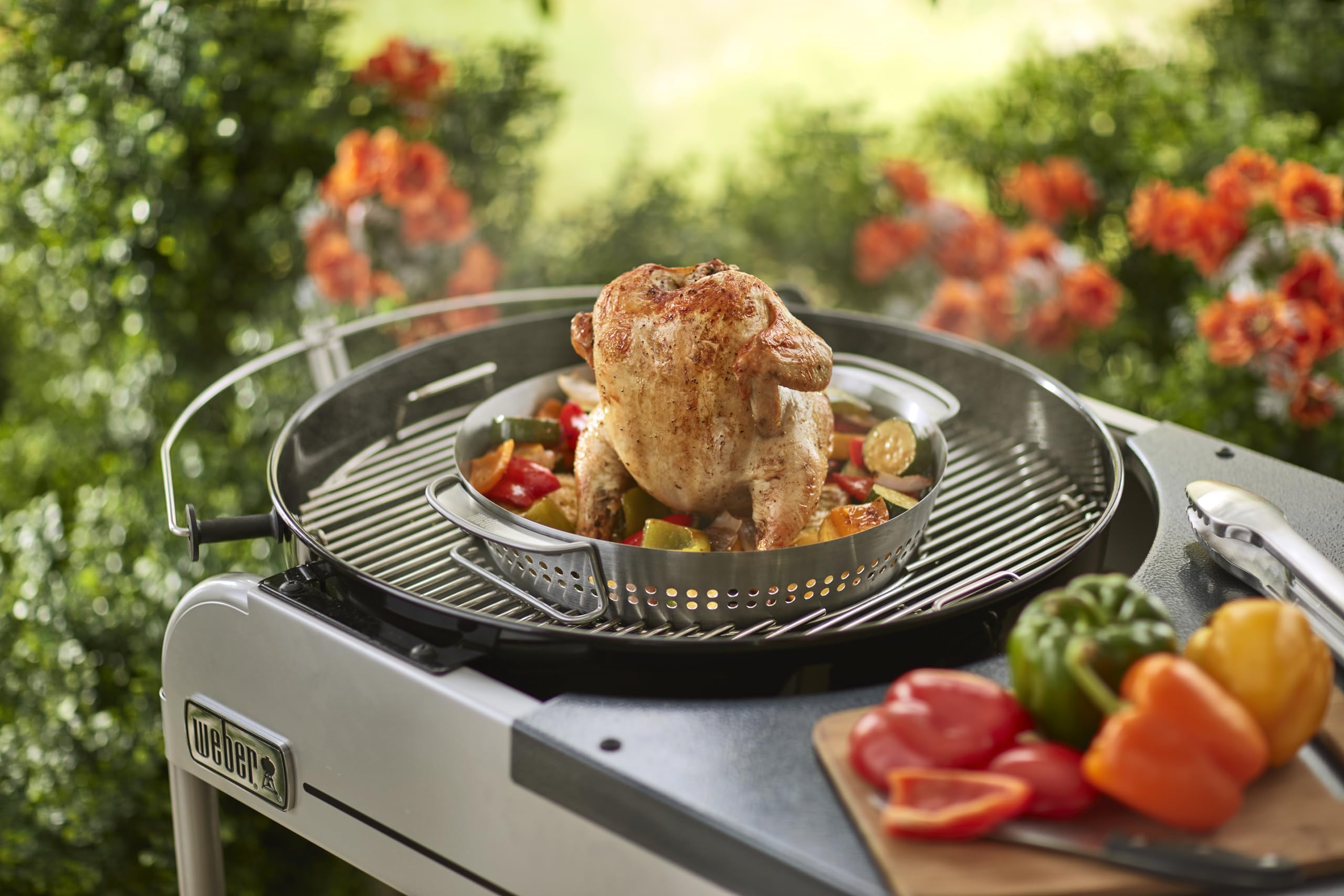 Weber Geflügelhalter Edelstahl für Gourmet BBQ System - saftiges Grillen von Hähnchen und Pute, spülmaschinenfest – Silber (8838)