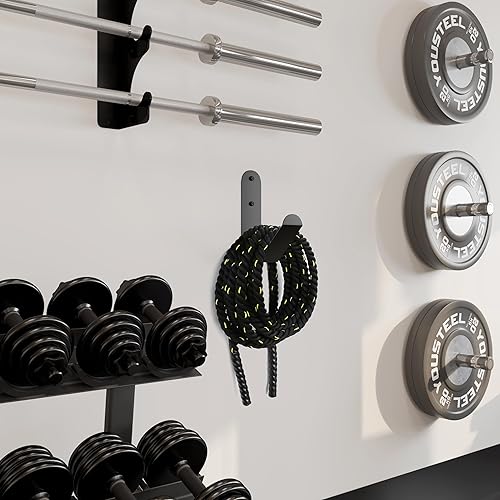 Miniatura 7 de Tamisom Estante de almacenamiento de cuerda de batalla, colgador de almacenamiento de cuerda de ejercicio, soporte de pared para cuerda de