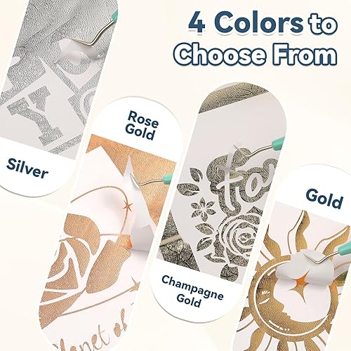 Miniatura 2 de HTVRONT Vinilo permanente metálico texturizado, 12 pulgadas x 6 pies, vinilo autoadhesivo cromado dorado champán compatible con máquina de corte